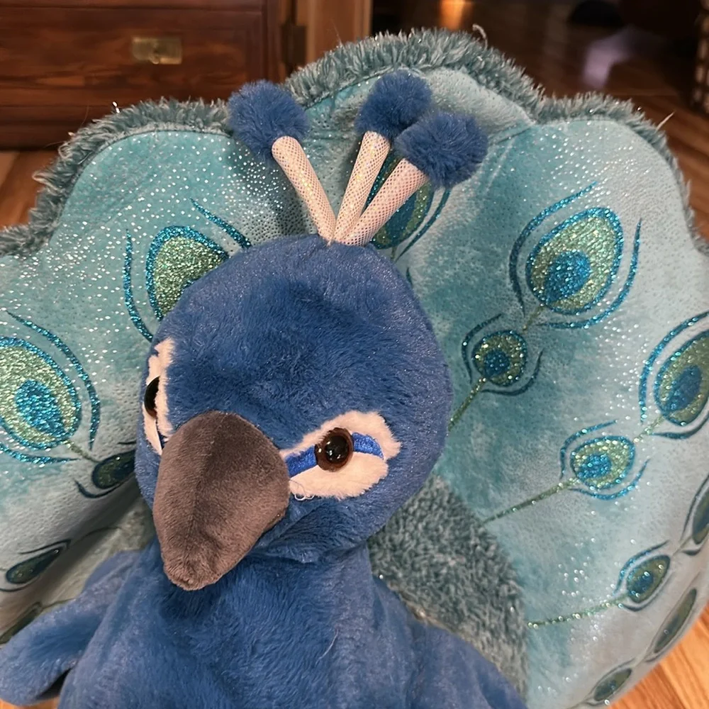 XL Blue Plush Peacock Toy my - Picture 3 of 7
